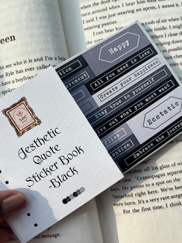 Aesthetic Quote Sticker Book - Black