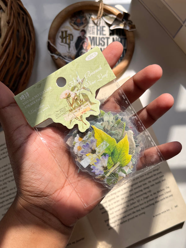 Botanical floral PET stickers