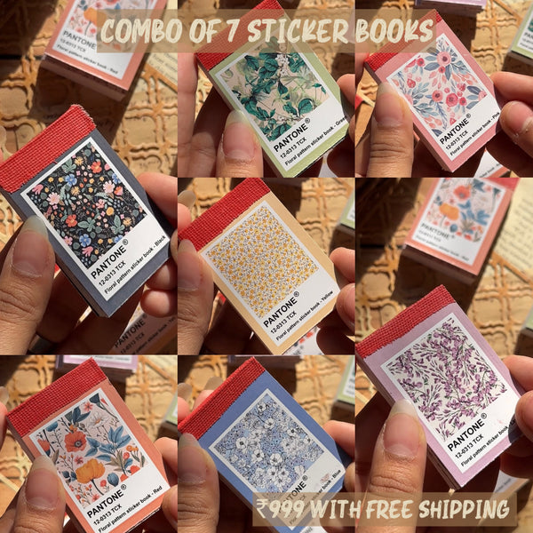 Combo of 7 Floral pattern sticker book