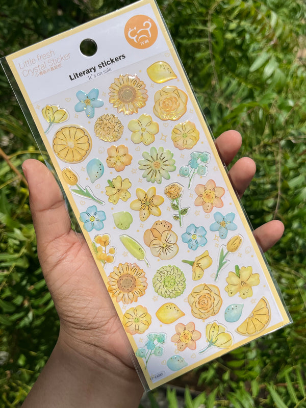 Floral aesthetic clear stickers - variant 06