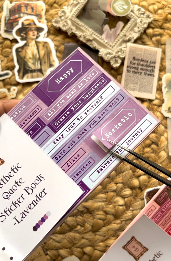 Aesthetic Quote Sticker Book - Lavender