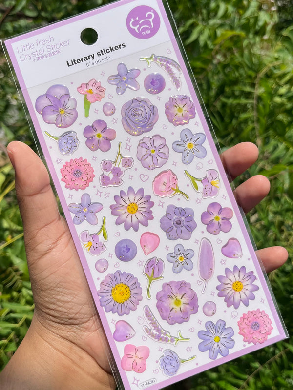 Floral aesthetic clear stickers - variant 05