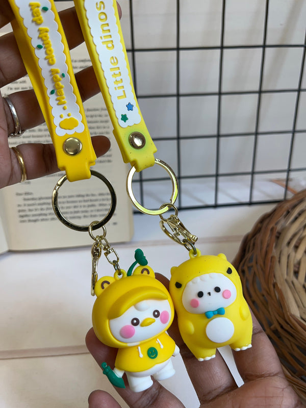 Happy Duck & Little Dinosaur Keychain - variant 02